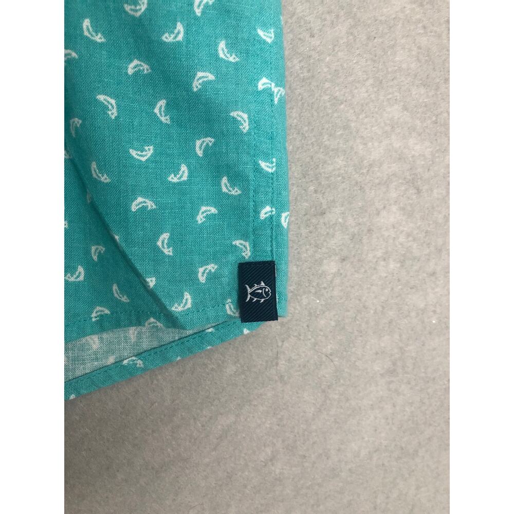 Southern Tide Sports Shirt Linen Rayon Turquoise Men's Small NEW - Picture 5 of 9